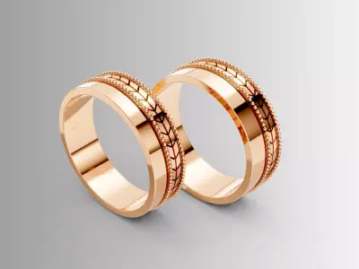 wedding ring set 3D print model