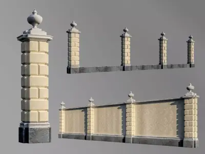classic fence PIERS FOR GATES 3D model