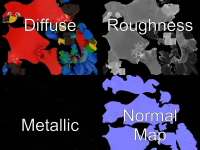 Colorful Inflatable Parrot Model Pack Low-poly 3D model