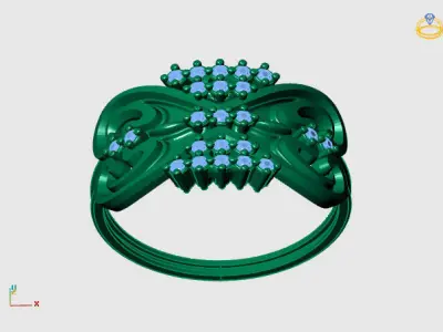 Womens Diamond Signet Ring Women Rings 3dmodels 3D print model 3D print model 57