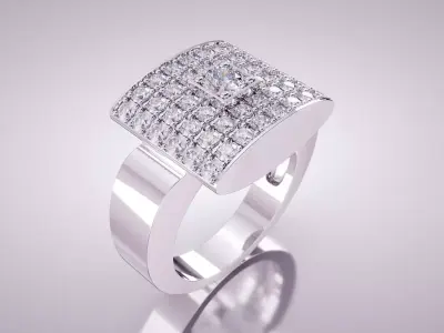 Diamond Signet Ring 3D print model