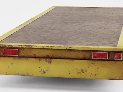 Old Utility Trailer V2 - Drop Deck Vehicle Base Low-poly 3D model