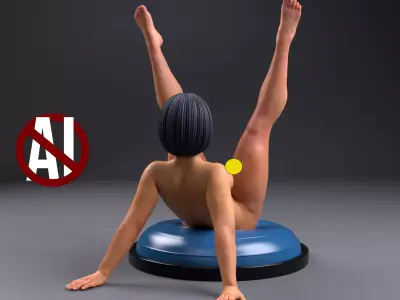 A chubby girl at the gym 3D print model