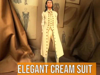 Elegant Cream Suit model pack Low-poly 3D model