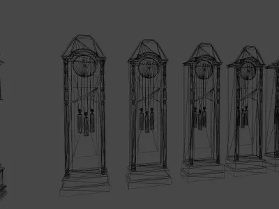 Clocks collection wall clock with roman numerals Low-poly 3D model