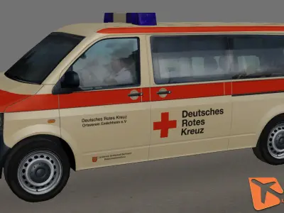 Volkswagen transporter Rotes Kreuz Low-poly 3D model