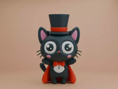 Halloween cat 90 3D print model