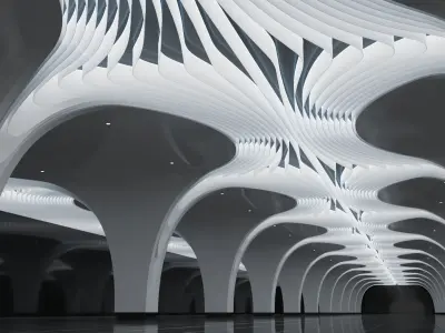 Futuristic Parametric Shanghai Subway Yuyuan Metro Station 3D model