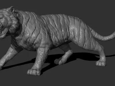 Tiger attack 3D print model