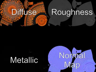 Ancient Greek Vase Model Pack with Ornate Patterns Low-poly 3D model