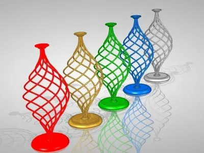 Vace five different colored vases in row Free 3D model