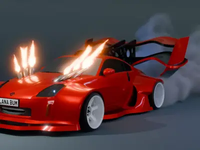 Widebody 350Z Burnout Animation Free 3D model