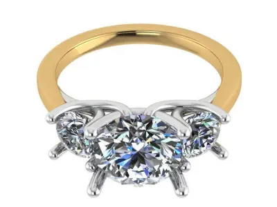 3 Stone Diamond Ring 0788 3D print model