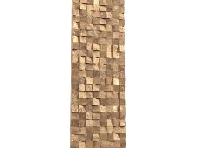 Textured 2 72w Metallic Rugged Wooden Blocks Metal Wall Art PBR 3D model