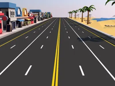Stylized Endless  Racing Game Environments  Low-poly 3D model