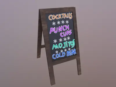 Beach Bar Menu Sign   Free low-poly 3D model