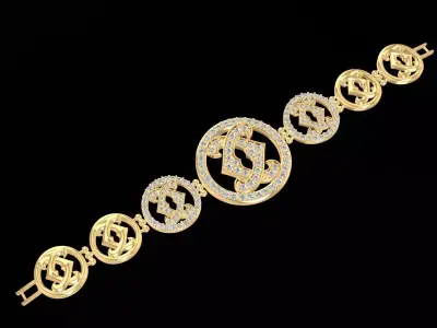 Luxury Round Logo Link Bracelet for Women  3277 3D print model