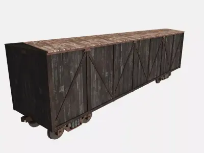 Wooden Box Car Low-poly 3D model