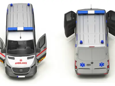 Ambulance Car 1-V5 Low-poly 3D model
