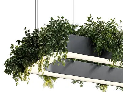 Rectangle pot light pendant - plant light hanging 26 3D model