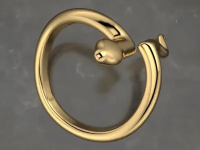 snake low poly ring adjustable  3D print model