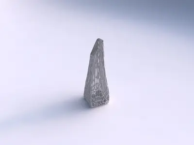 Vase top bent rectangle with fine organic lattice 3D print model