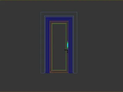 Wooden Door with Half Glass Frame Low-poly 3D model