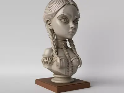 Wednesday Addams Bust The Addams Family 3D Sculpture 3D print model