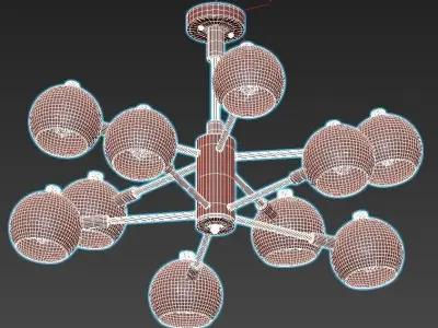 svenn gold chandelier with six lights 3D model