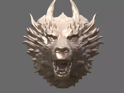 Alpha Wolf Statue Bust sharp 2 3D model
