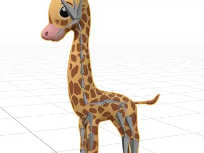 Stylized Toon Giraffe rigged Low-poly 3D model