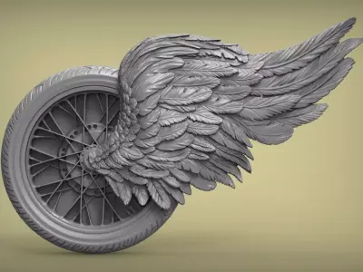 winged wheel 3D print model