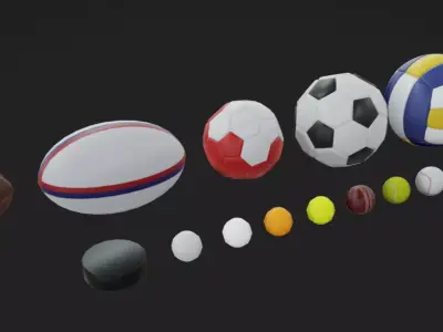 Sports Objects Low-poly 3D model