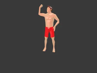 Low poly Realtime-ArchViz  -Beach Man -50 Beach Sport Poses Low-poly 3D model
