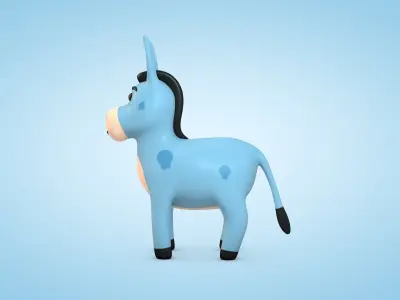 Cute Cartoon Donkey Low-poly 3D model