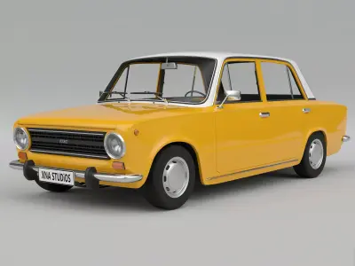 Fiat 124 1974 Low-poly 3D model