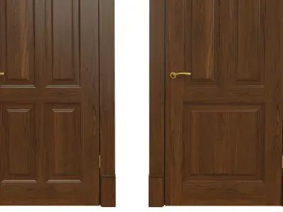 Classic wooden door 04 Low-poly 3D model