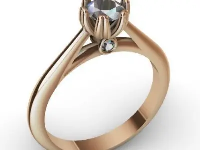 engagement ring 3 gems 3D print model