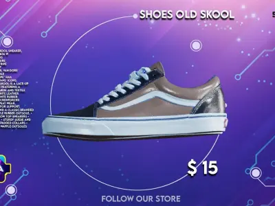 Shoes Vans Old Skool Gray Low-poly 3D model