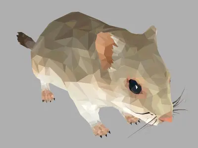 Grey Sand Mous Low Polygon Art  Animal Mouse Low-poly 3D model