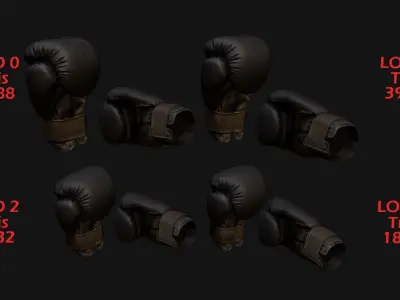 Boxing Gloves Black Low-poly 3D model