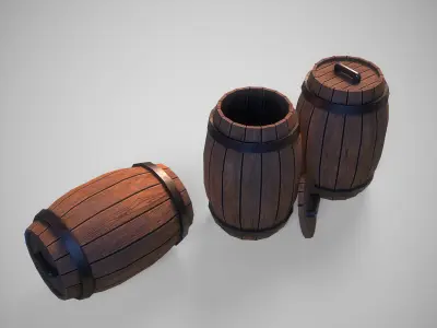 Stylized gameready empty barrel Low-poly 3D model