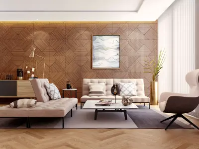 Modern Interior Scene Clic Clac Sofa 3D model