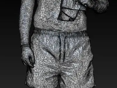 Shirtless man with white towel standing 231 Low-poly 3D model