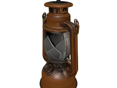 Rustic Vintage Metal Oil Lantern Low-poly 3D model