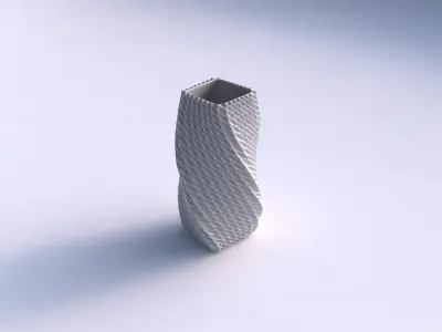 Vase twisted quadratic with bent extruded pattern 3D print model
