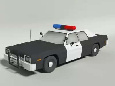 Low Poly Cartoon Dodge Monaco Police Car Low-poly 3D model