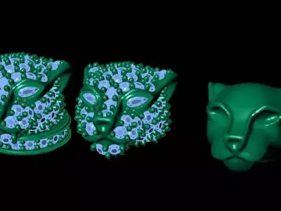 panther face  and head  ultra light 3D print model