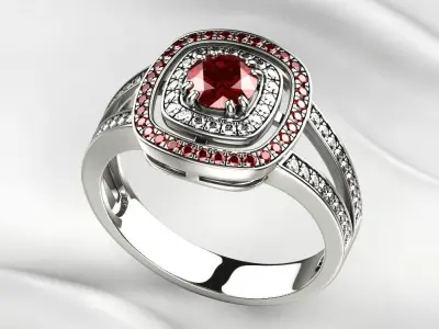 5mm Gemstone Luxury Gold Ring 3D print model