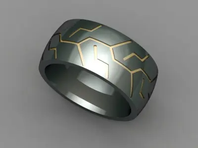 Tire Tread Textured Men Ring 3D Print Model 3D print model